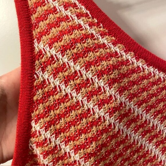 Wrangler Retro Chevron Knit Tank Top Red V-Neck Medium - Picture 8 of 16
